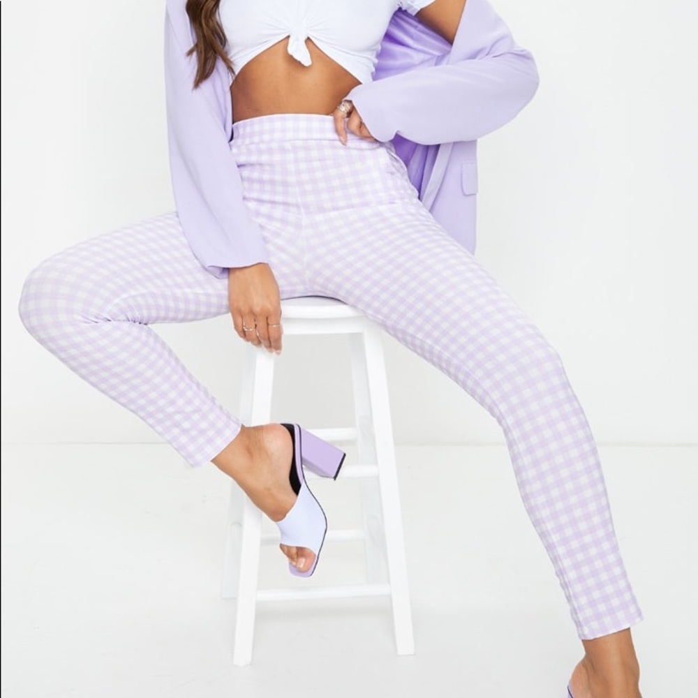 Lilac Check Skinny Pants